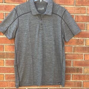Smartwool Merino Sport Short Sleeve Polo Shirt with Hidden Pocket M Gray Heather
